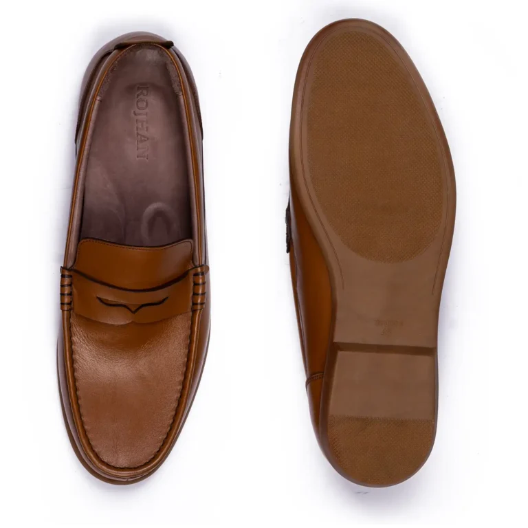 Mens Leather Loafers Shoes Code 7161D Honey Color Detail Shot copy