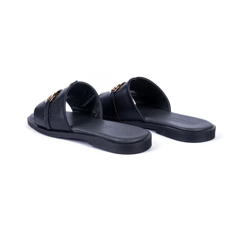 Womens Flat Leather Sandals Code 1014B Black Color Back Shot copy