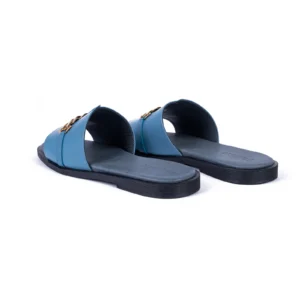 Womens Flat Leather Sandals Code 1014B Blue Color Back Shot copy