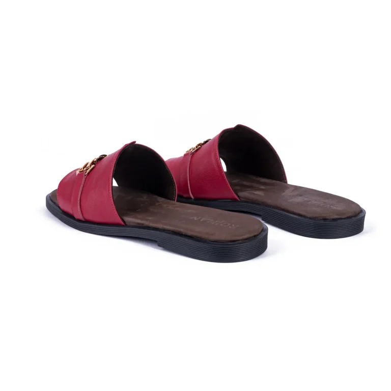 Womens Flat Leather Sandals Code 1014B Crimson Color Back Shot copy