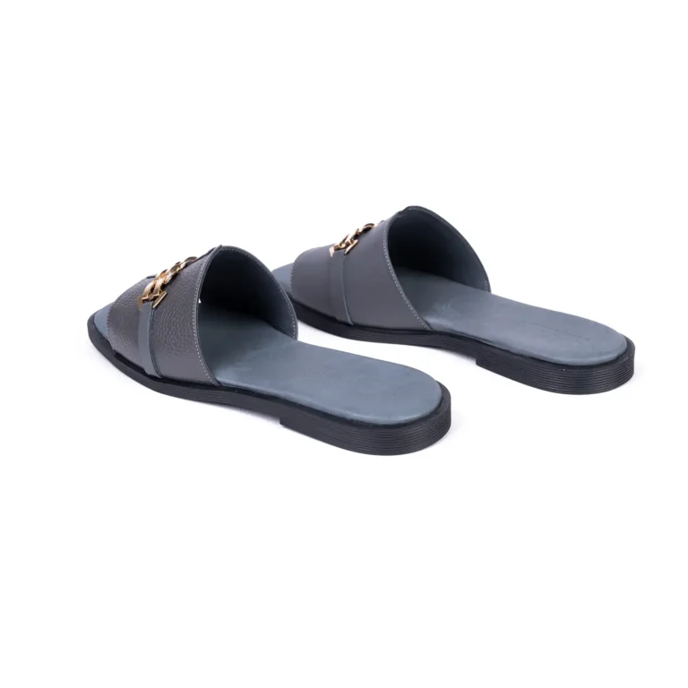 Womens Flat Leather Sandals Code 1014B Gray Color Back Shot copy