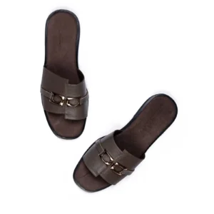Womens Flat Leather Sandals Code 1014B Nescafe Color High Angle copy
