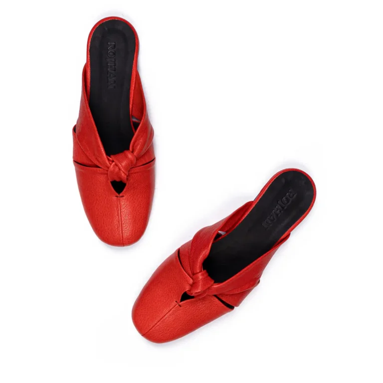 Womens Flat Leather Sandals Code 5117A Red Color High Angle copy
