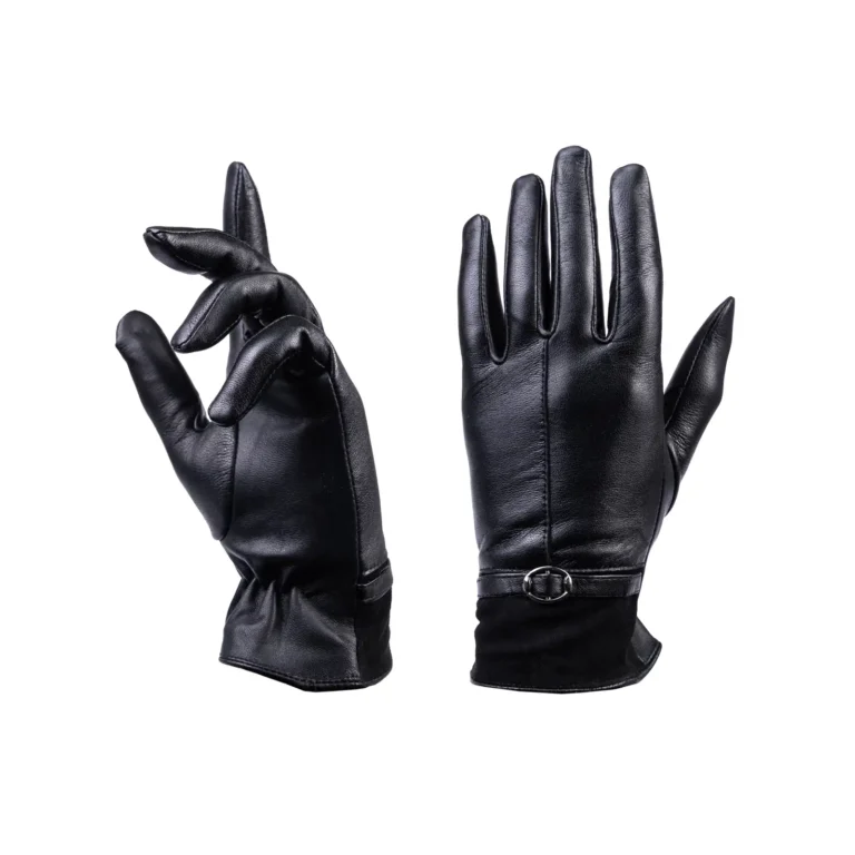 Womens Leather Gloves Code 2514J Black Color Detail View copy