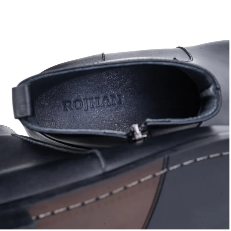 Mens Leather Boots Code 7163Z Black Color Detail View copy