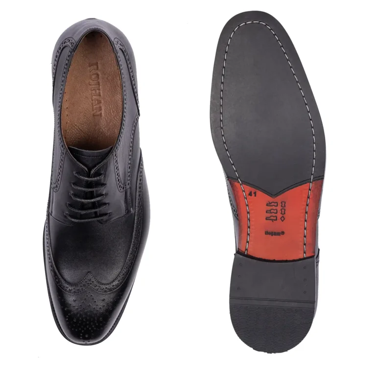 Mens Leather Classic Shoes Code 7160E Black Color Detail View copy