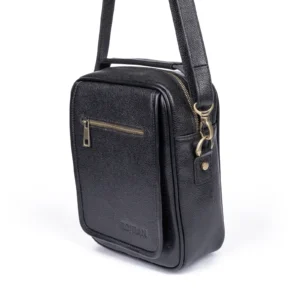 Mens Leather Crossbody Bag Code 9340A Black Color Detail View copy
