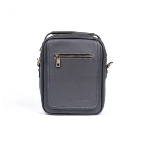 Mens Leather Crossbody Bag Code 9340A Gray Color Front View copy