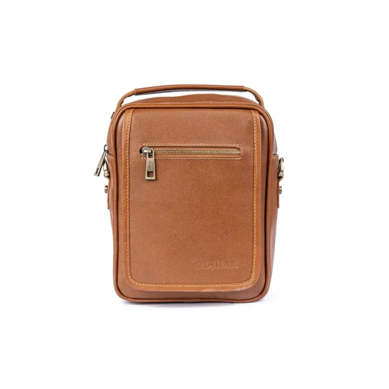 Mens Leather Crossbody Bag Code 9340A Honey Color Front View copy