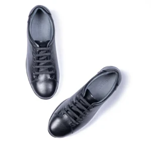 Womens Leather Sneakers Code 5010D Black Color High Angle copy