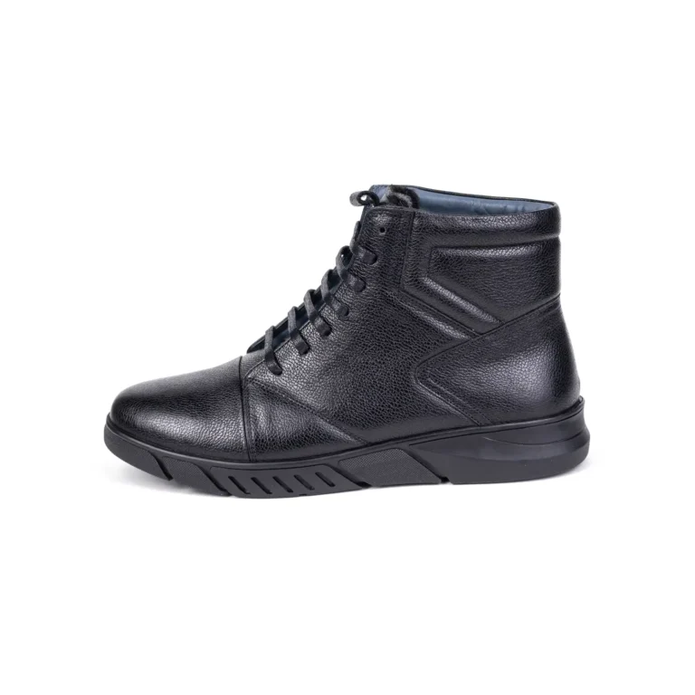 Mens Leather Boots Code 7132Z Black Color Side Shot copy