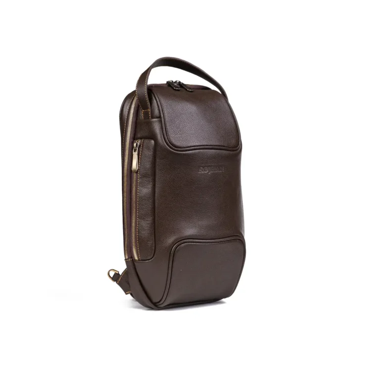 Mens Leather Crossbody Bag Code 9343B Brown Color Detail View copy