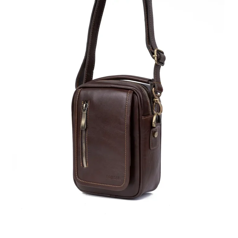 Mens Leather Crossbody Code 9342B Brown Color Hanging View copy