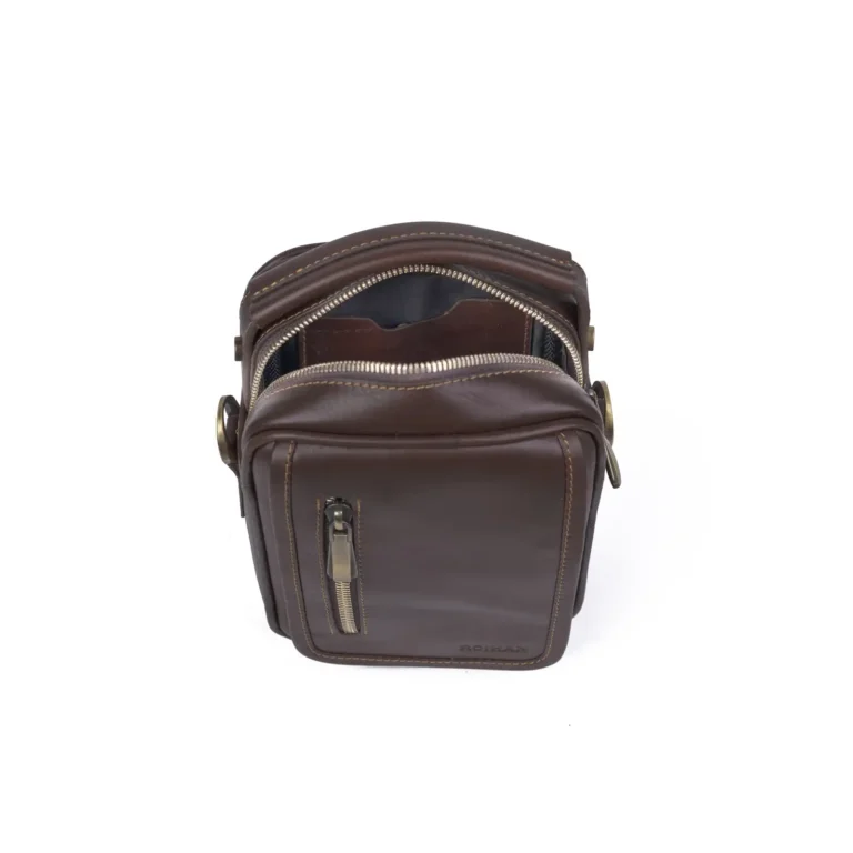 Mens Leather Crossbody Code 9342B Brown Color High Angle copy