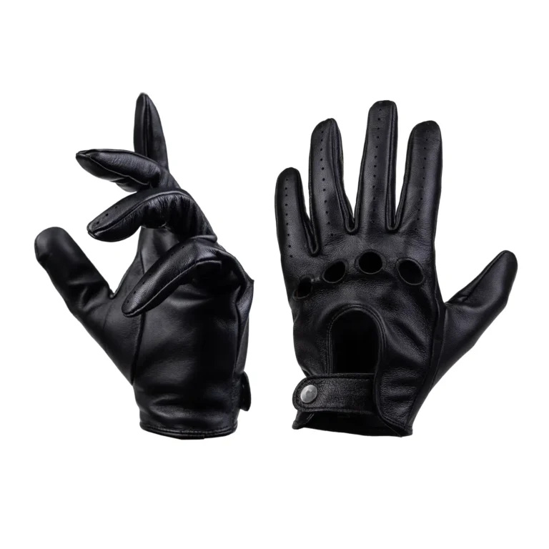 Mens Leather Gloves Code 2508J Black Color Detail View copy