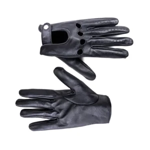 Mens Leather Gloves Code 2508J Black Color Front Back View copy