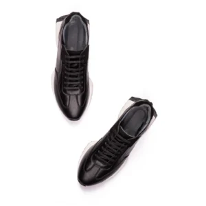Womens Leather Sneakers Code 5125A Black Color High Angle copy