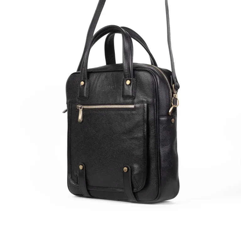 Mens Leather Crossbody Bag Code 9335C Black Color Detail View copy