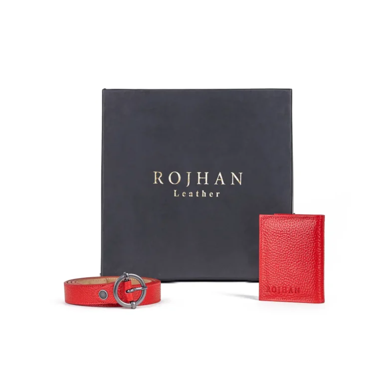 Womens Leather Gift Set Code 6152P Red Color Front Shot copy