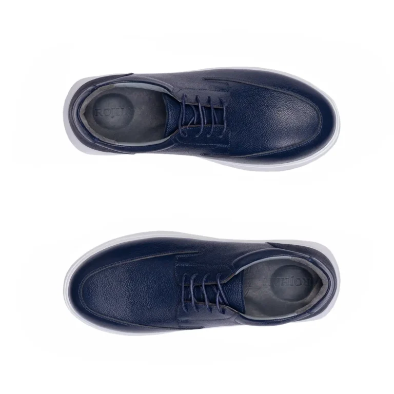 Mens Leather Casual Shoes Code 7194B Navy Blue Color High Angle copy