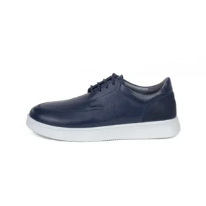 Mens Leather Casual Shoes Code 7194B Navy Blue Color Side Shot copy