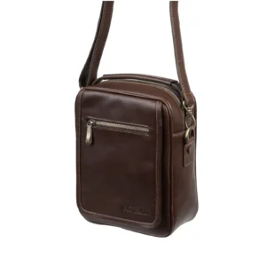 Mens Leather Crossbody Bag Code 9340A Brown Color Detail View copy