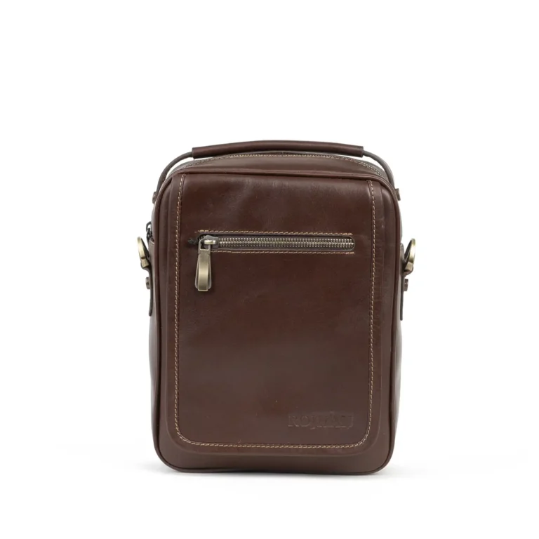 Mens Leather Crossbody Bag Code 9340A Brown Color Front View copy