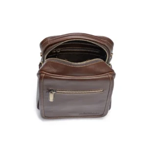Mens Leather Crossbody Bag Code 9340A Brown Color High Angles copy