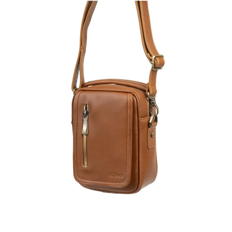 Mens Leather Crossbody Code 9342B Honey Color Hanging View copy