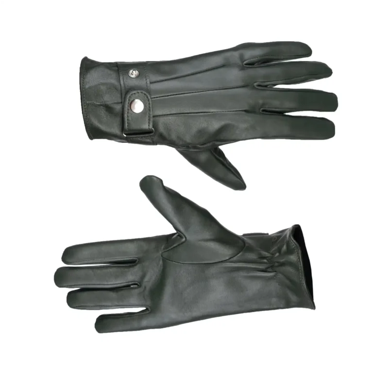 Mens Leather Gloves Code 2513J Green Color Front Back View copy
