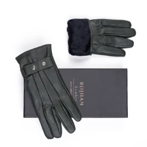 Mens Leather Gloves Code 2513J Green Color High Angle copy