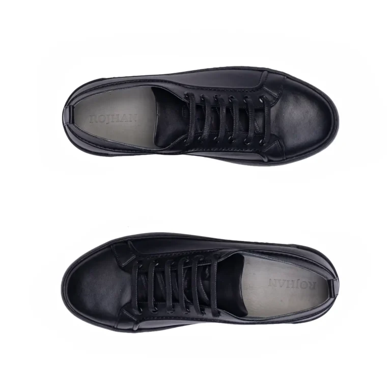 Mens Leather Sneakers Code 7110A Black Color High Angle copy