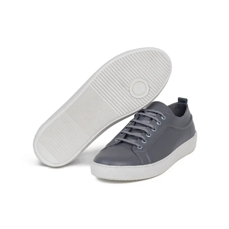 Mens Leather Sneakers Code 7110A Gray Color Detail Shot copy