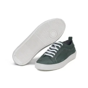 Mens Leather Sneakers Code 7110A Green Color Detail Shot copy
