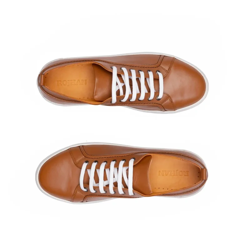 Mens Leather Sneakers Code 7110A Honey Color High Angle copy
