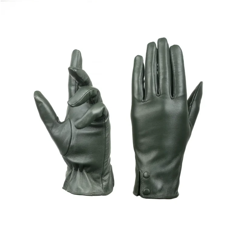 Womens Leather Gloves Code 2510J Green Color Detail View copy