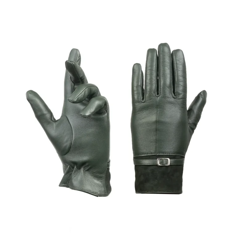 Womens Leather Gloves Code 2514J Green Color Detail View copy