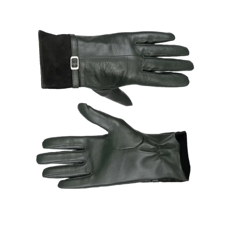 Womens Leather Gloves Code 2514J Green Color Front Back View copy