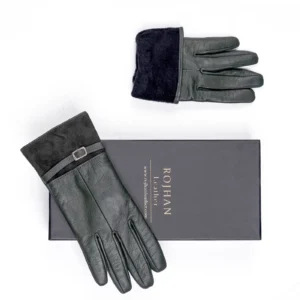 Womens Leather Gloves Code 2514J Green Color High Angle copy