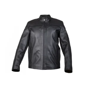 Mens Leather Jacket Code 2106J Black Color Front Shot copy