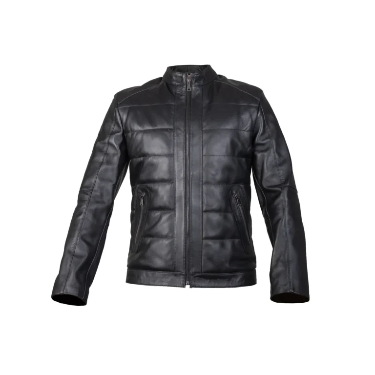 Mens Leather Jacket Code 2109J Black Color Front Shot copy