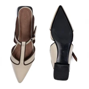 Womens Flat Leather Sandals Code 5059C Cream Color Detail Shot copy