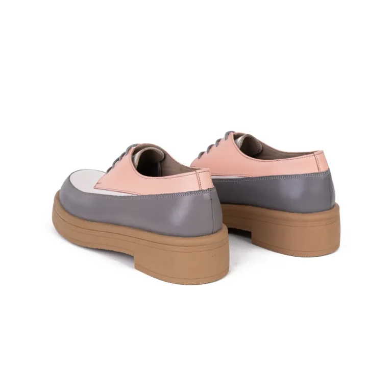 Womens Leather Casual Shoes Code 5189B PinkGray Color Back Shot copy