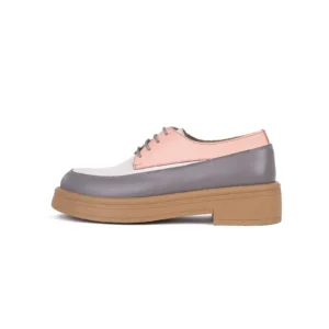 Womens Leather Casual Shoes Code 5189B PinkGray Color Side Shot copy