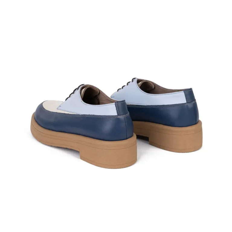Womens Leather Casual Shoes Code 5189B WhiteBlue Navy Color Back Shot copy