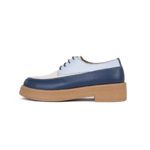 Womens Leather Casual Shoes Code 5189B WhiteBlue Navy Color Side Shot copy