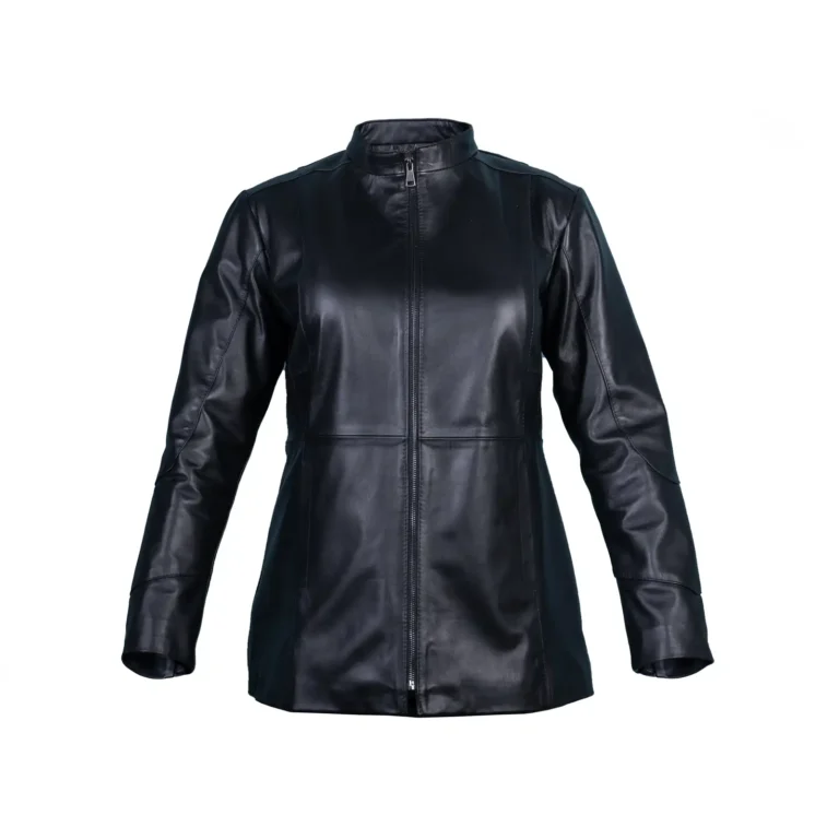 Womens Leather Jacket Code 2301J Black Color Front Shot copy