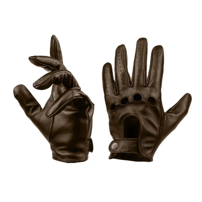 Mens Leather Gloves Code 2508J Brown Color Detail View copy