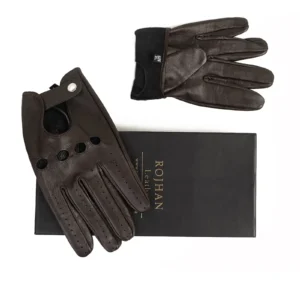 Mens Leather Gloves Code 2508J Brown Color High Angle copy