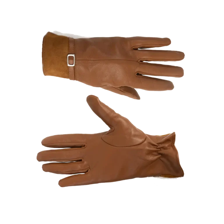 Womens Leather Gloves Code 2514J Honey Color Front Back View copy